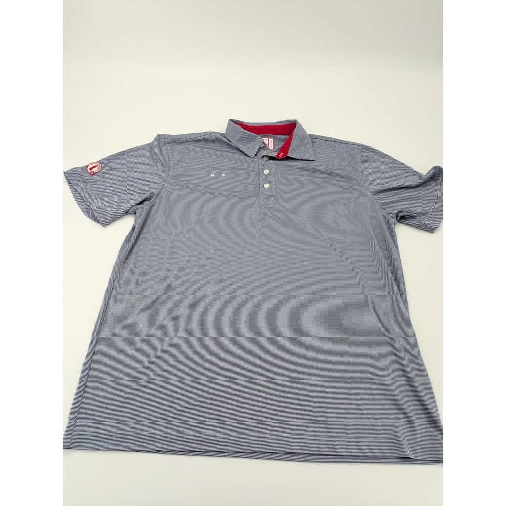 Oobe Polo Shirt Mens Large Gray Stripe Hydrochill Chick-fil-A Short Sleeve